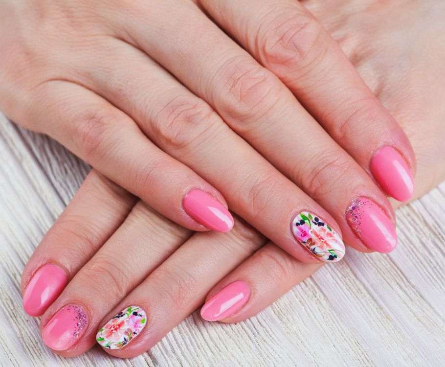 Flower nails rosa primavera