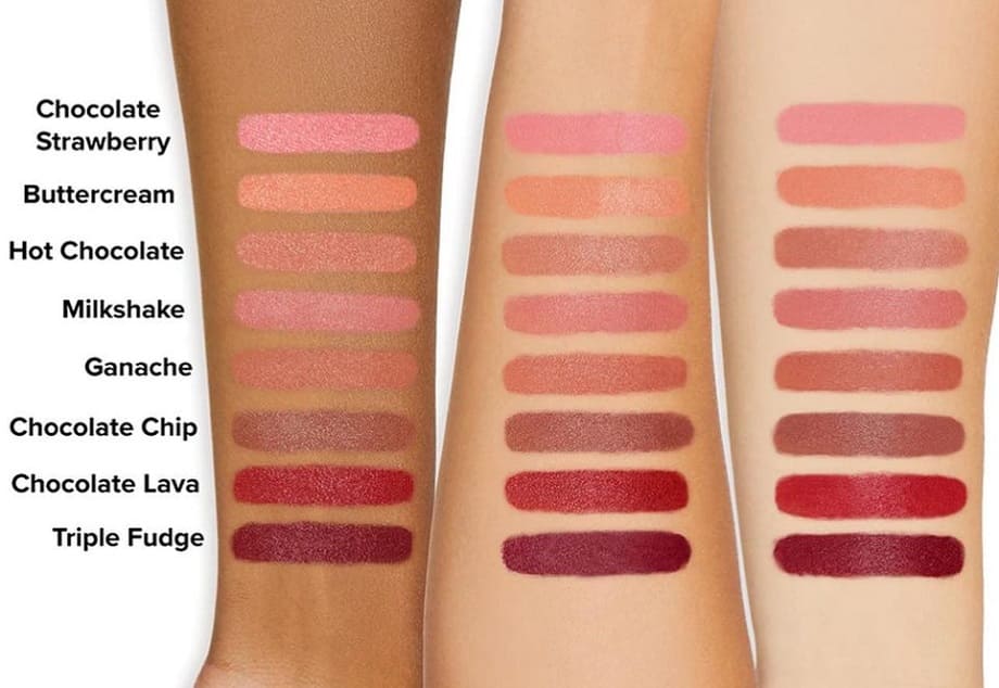 Rossetti Too Faced Cocoa Bold Swatches